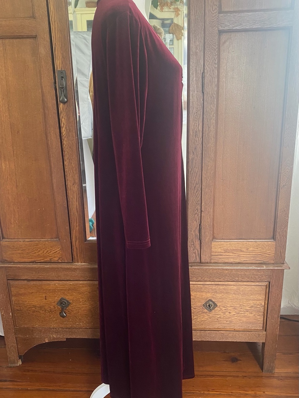 Vintage Coldwater Creek Burgundy Velvet Maxi Dress L Dark Romantic 90s - Picture 10 of 10